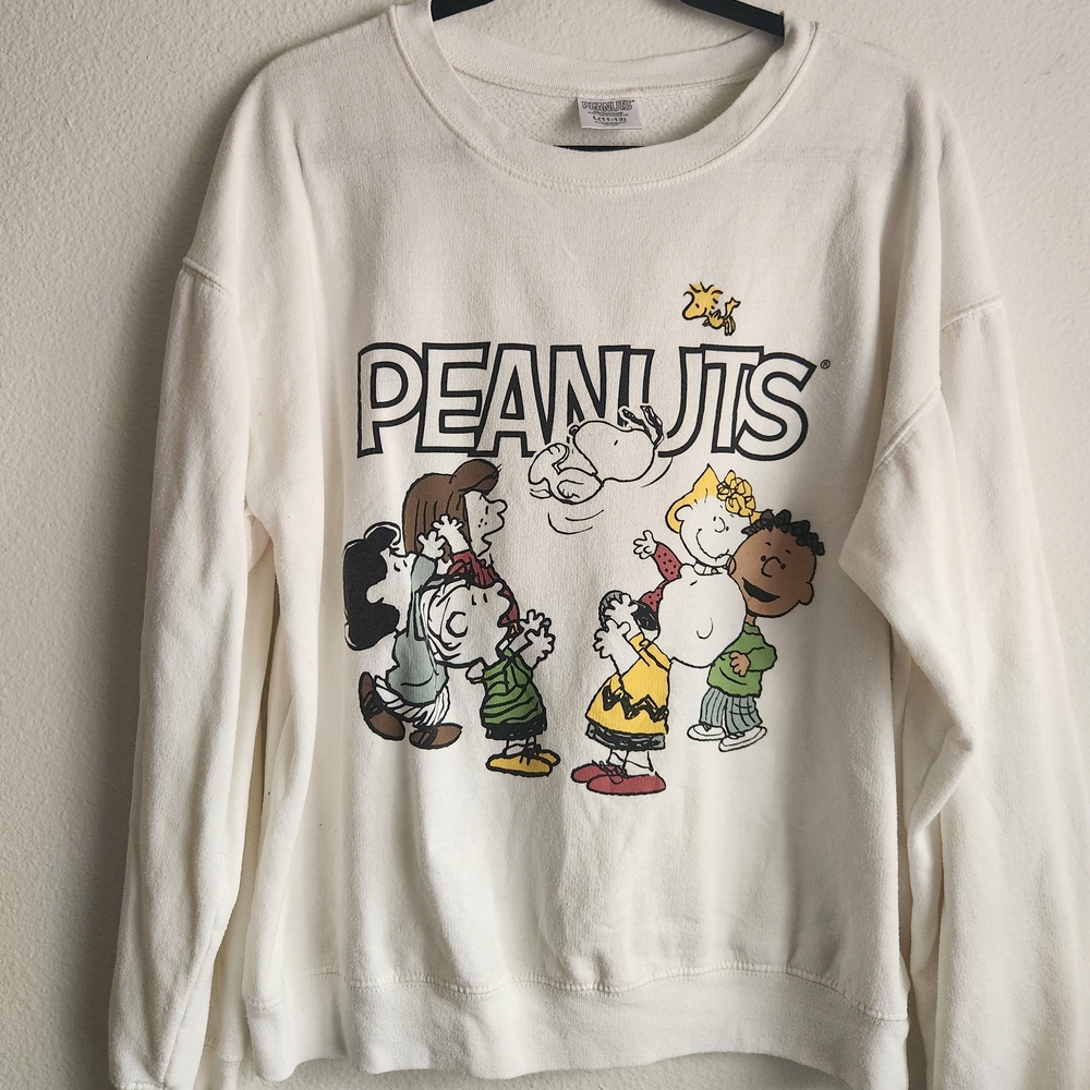 Peanuts White Tee with Yellow Graphic L 11-13